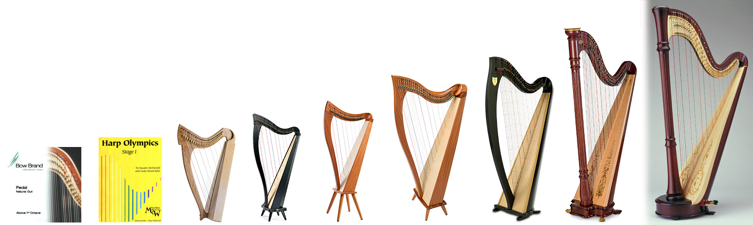 Picture of harps at The Harp Connection